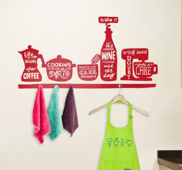Kitchen Utensils Coat Hanger Decal - TenStickers