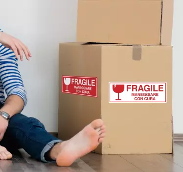 Label handle with care emoji wall sticker - TenStickers