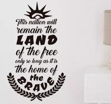 LAND OF THE BRAVE quote sticker - TenStickers