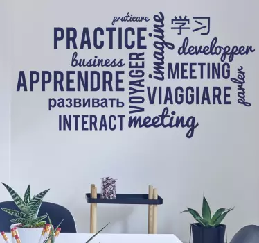 Language academy text wall decal - TenStickers