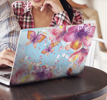 Laptop skin blooming floral butterflies - TenStickers