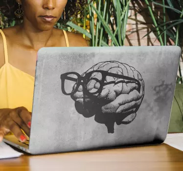 Laptop skin brain in glasses - TenStickers