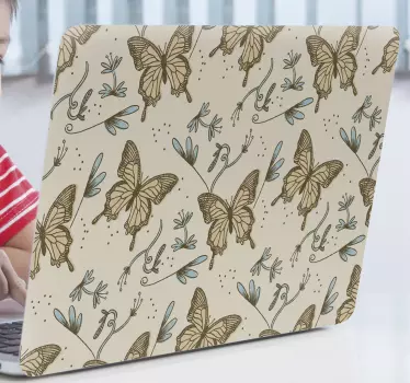 Laptop skin butterfly blossom design - TenStickers