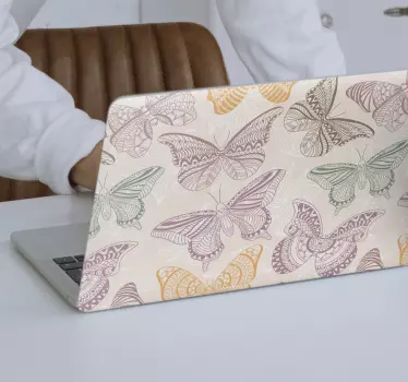 Laptop skin butterfly illustration cover - TenStickers