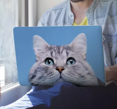 Laptop skin cat face laptop cover - TenStickers
