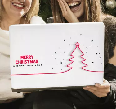 Laptop skin christmas tree design - TenStickers
