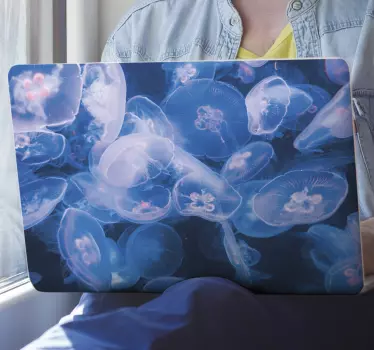 Laptop skin colorful jellyfish design - TenStickers