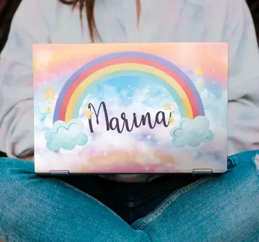 Laptop skin colorful rainbow clouds - TenStickers