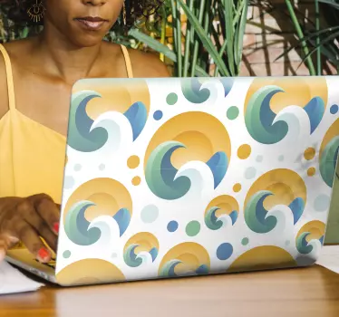 Laptop skin curved waves design - TenStickers