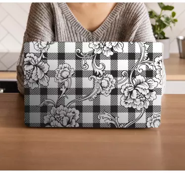 Laptop skin floral checkered design - TenStickers