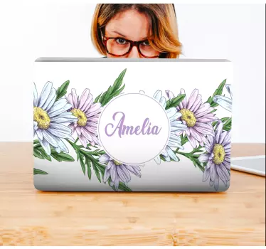 Laptop skin floral personalization design - TenStickers