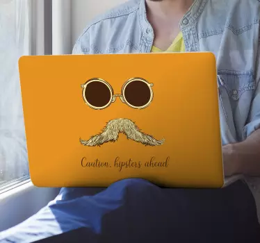 Laptop skin hipster glasses and mustache design - TenStickers
