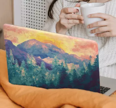 Laptop skin mountain sunrise view - TenStickers