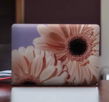 Laptop skin pink gerbera blooms - TenStickers