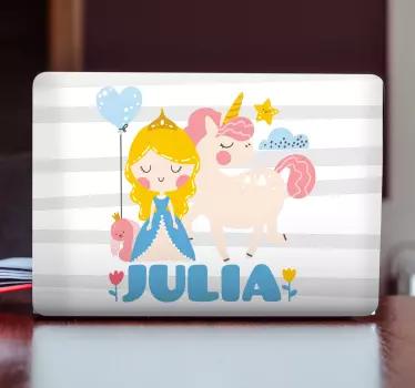 Laptop skin princess and unicorn design - TenStickers