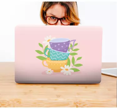 Laptop skin stacked colorful cups design - TenStickers