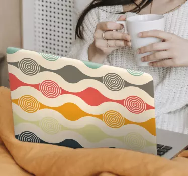 Laptop skin with colorful swirling designs - TenStickers