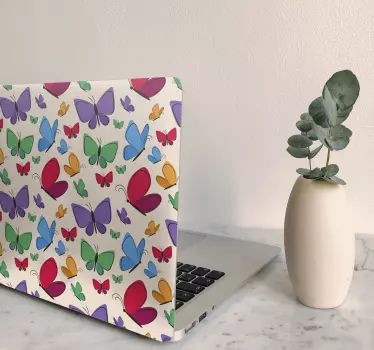 Laptop skin with vibrant butterfly design - TenStickers