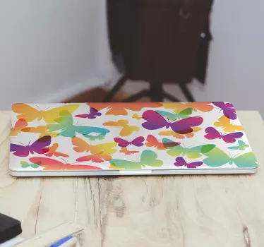 Laptop skin with vibrant butterfly designs - TenStickers