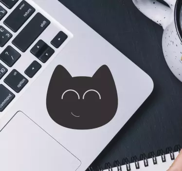 Laptop sticker adorable cat face design - TenStickers