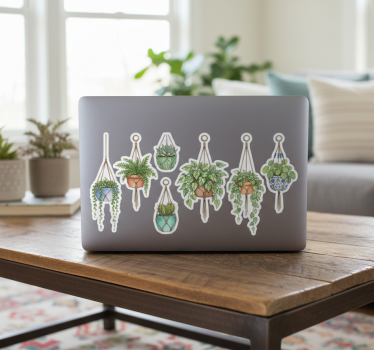 Laptop sticker botanical hanging baskets - TenStickers