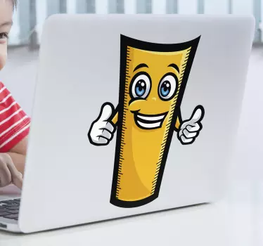 Laptop sticker cheerful ruler character - TenStickers