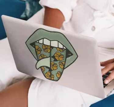 Laptop sticker floral tongue design - TenStickers
