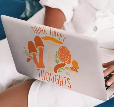Laptop sticker mushroom floral design - TenStickers