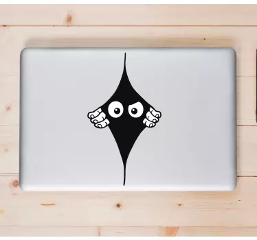Laptop sticker playful character peeking out - TenStickers
