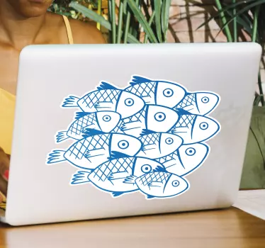 Laptop sticker playful fish design - TenStickers