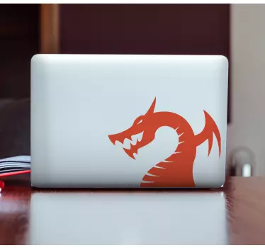 Laptop sticker raging dragon silhouette - TenStickers