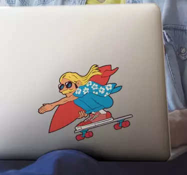 Laptop sticker skateboarding character design - TenStickers