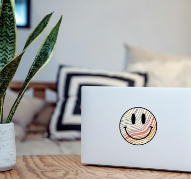 Laptop sticker trippy smiley face sticker - TenStickers