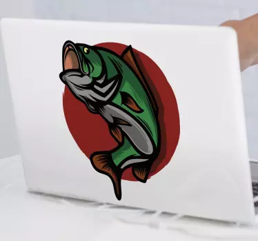 Laptop sticker vibrant fishing emblem - TenStickers