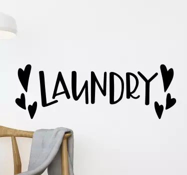 Laundry room hearts home quote wall sticker - TenStickers