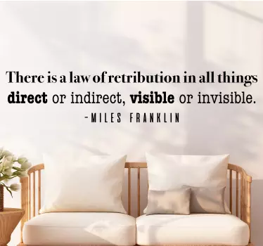 Law of retribution Miles Franklin Australian quote - TenStickers