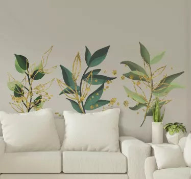Leaf gold splatter set plant decals - TenStickers