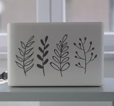 Leaf sketches laptop stickers - TenStickers