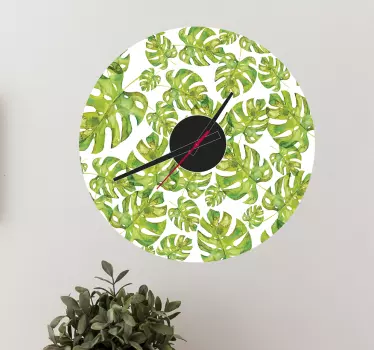 Leafy Clock Wall Vinyl - TenStickers