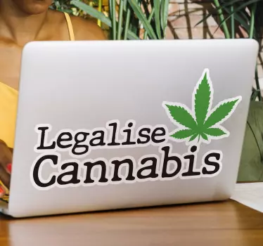 Legalise cannabis laptop decal - TenStickers