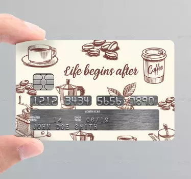 life begins after coffe credit card sticker - TenStickers