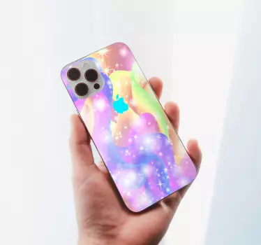 Light blue neon waves iPhone decal - TenStickers