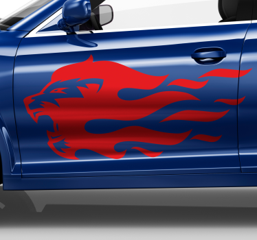 Lion in a flame silhouette Car Decal - TenStickers