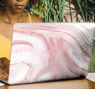 Liquid pink marble laptop stickers - TenStickers