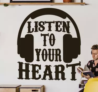 Listen to your heart music sticker - TenStickers