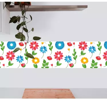 Lively floral composition wall border sticker - TenStickers