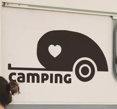 Heart camping caravan sticker - TenStickers