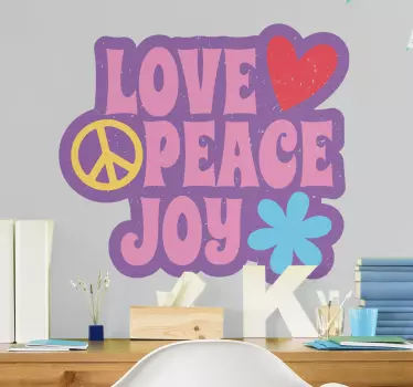 Love peace joy quote sticker - TenStickers