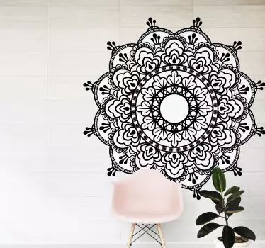 Mandala black and white bohemian floral wall decal - TenStickers