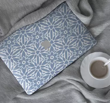 Grey mandala pattern laptop sticker - TenStickers